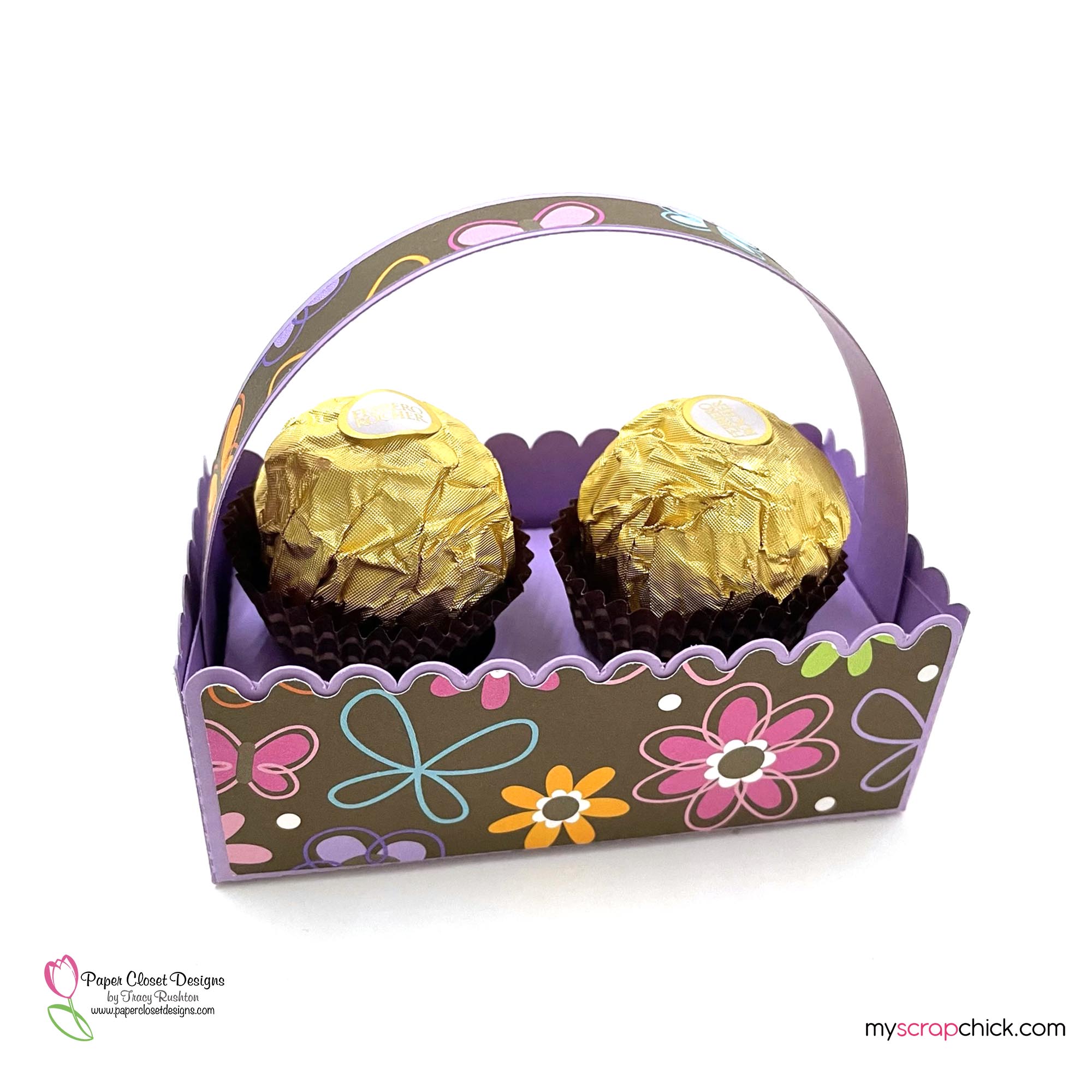Scalloped Easter Egg Basket 2 Pack Filled