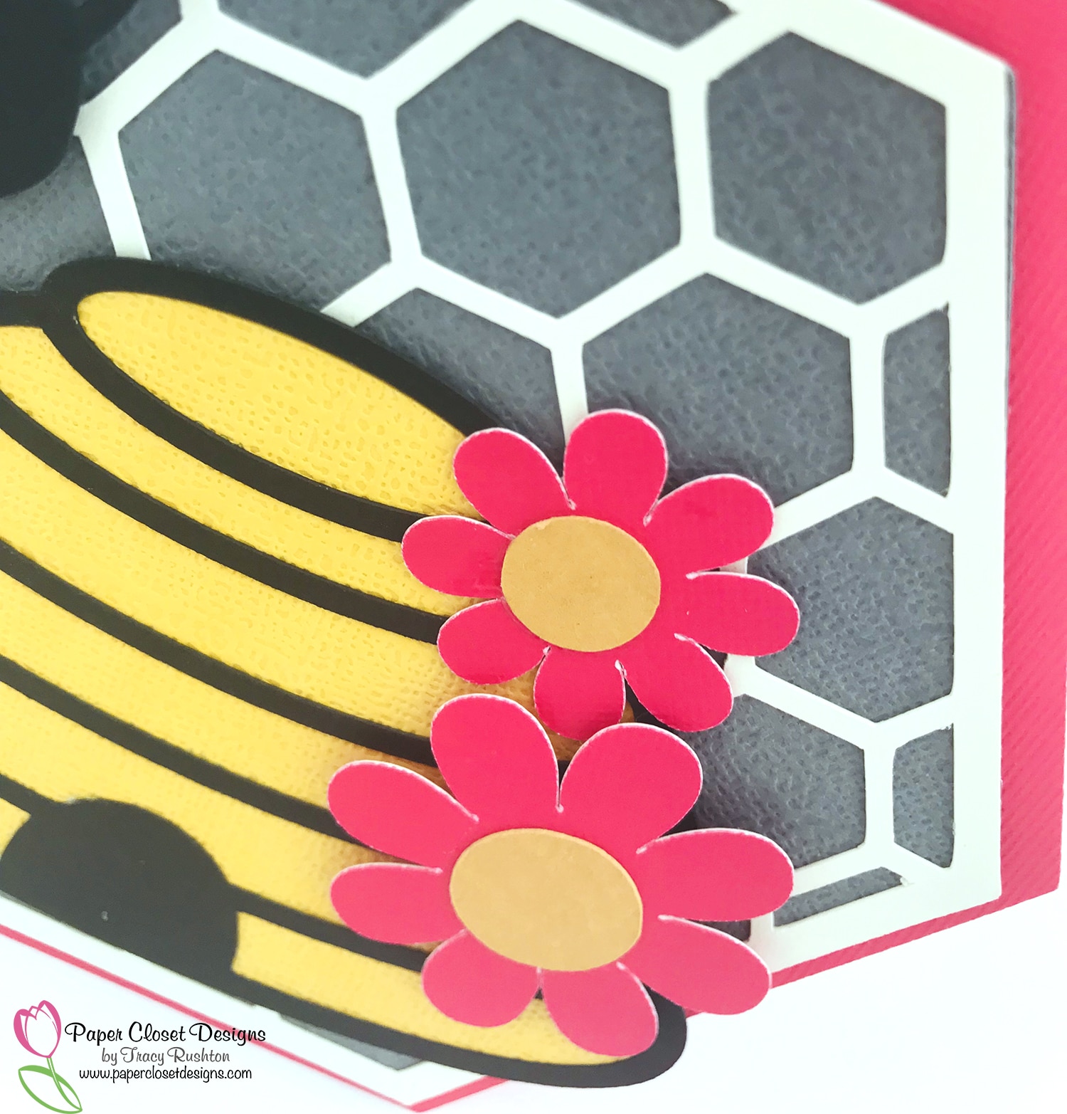 Honeycomb Card with beehive and flowers