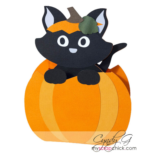 Pumpkin Cat Box Card SVG