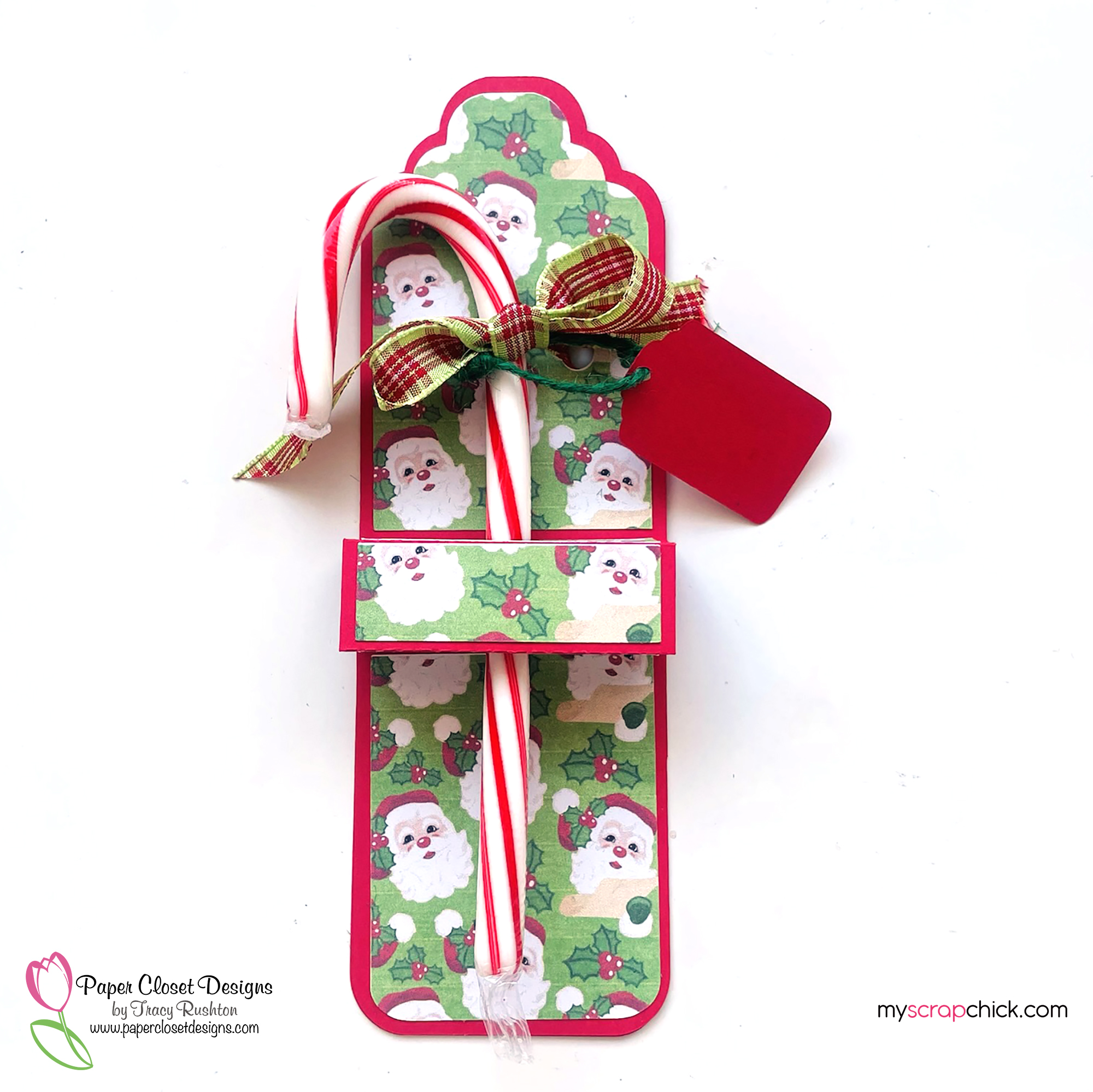 Candy Cane Tag with printed paper
