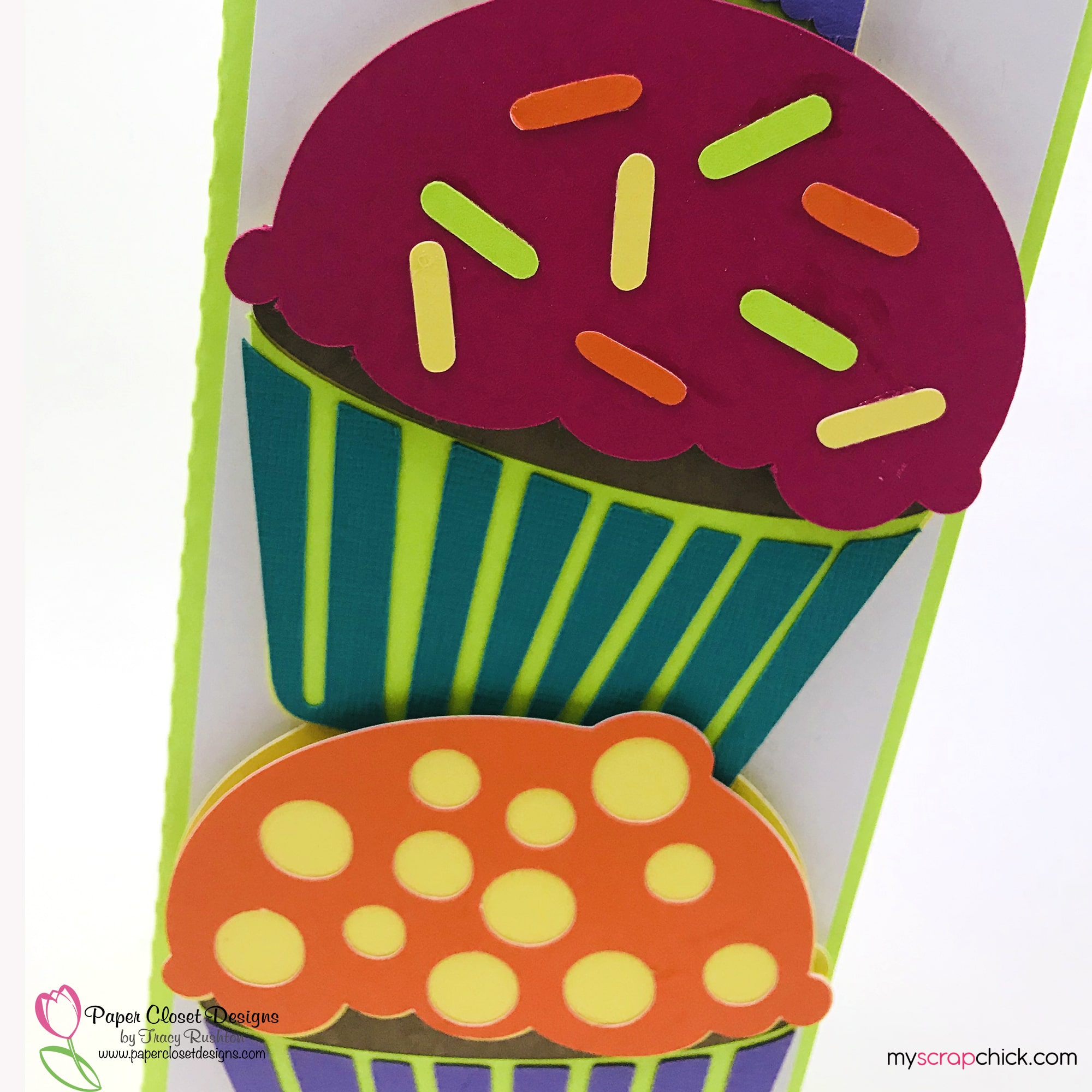 Slimline Cupcake Birthday Card upclose