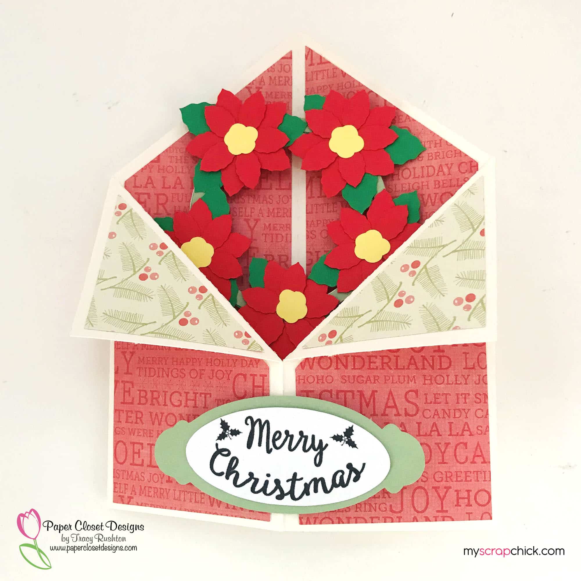 Christmas Wreath Tuxedo Box Card flat