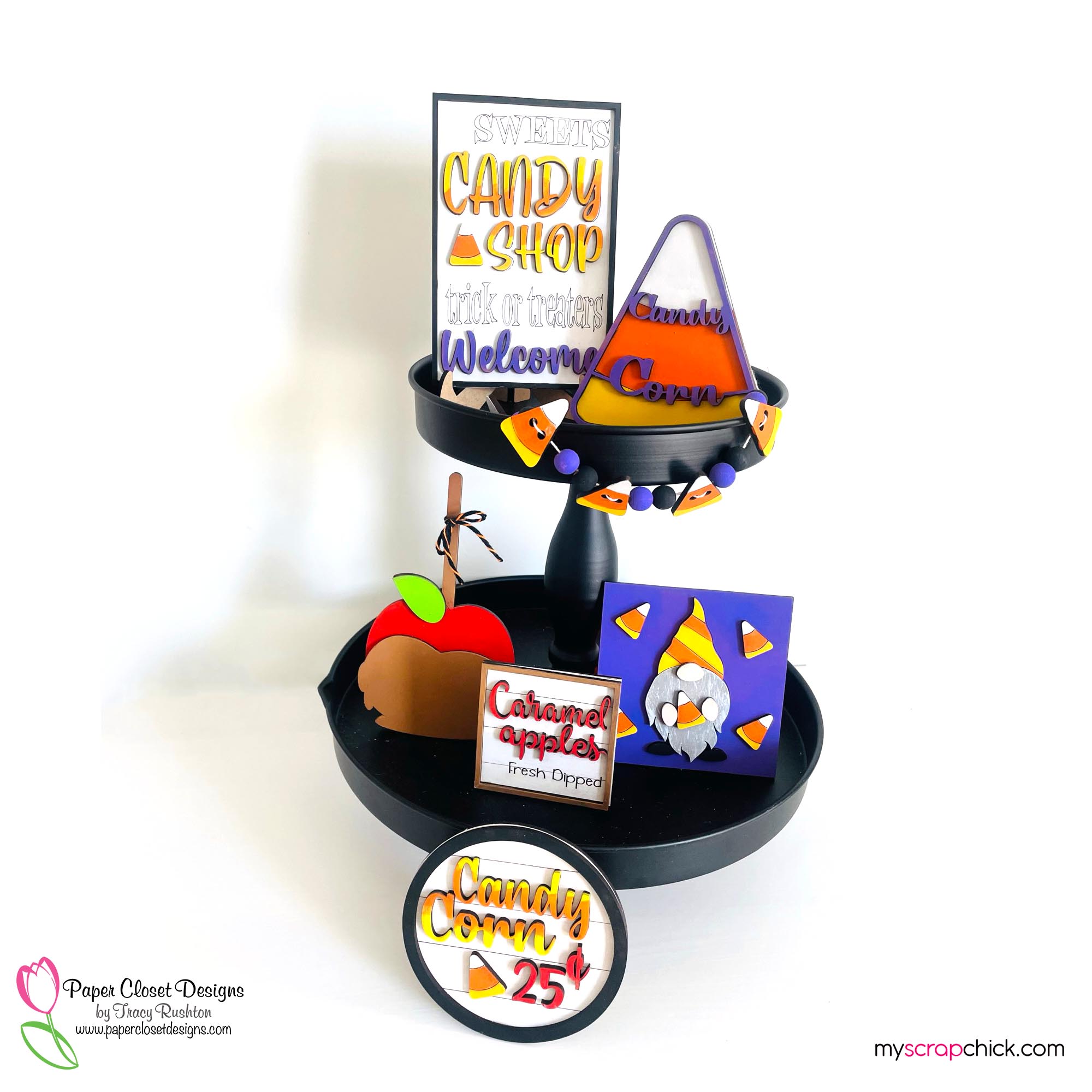 Halloween Candy Tiered Tray Set Displayed