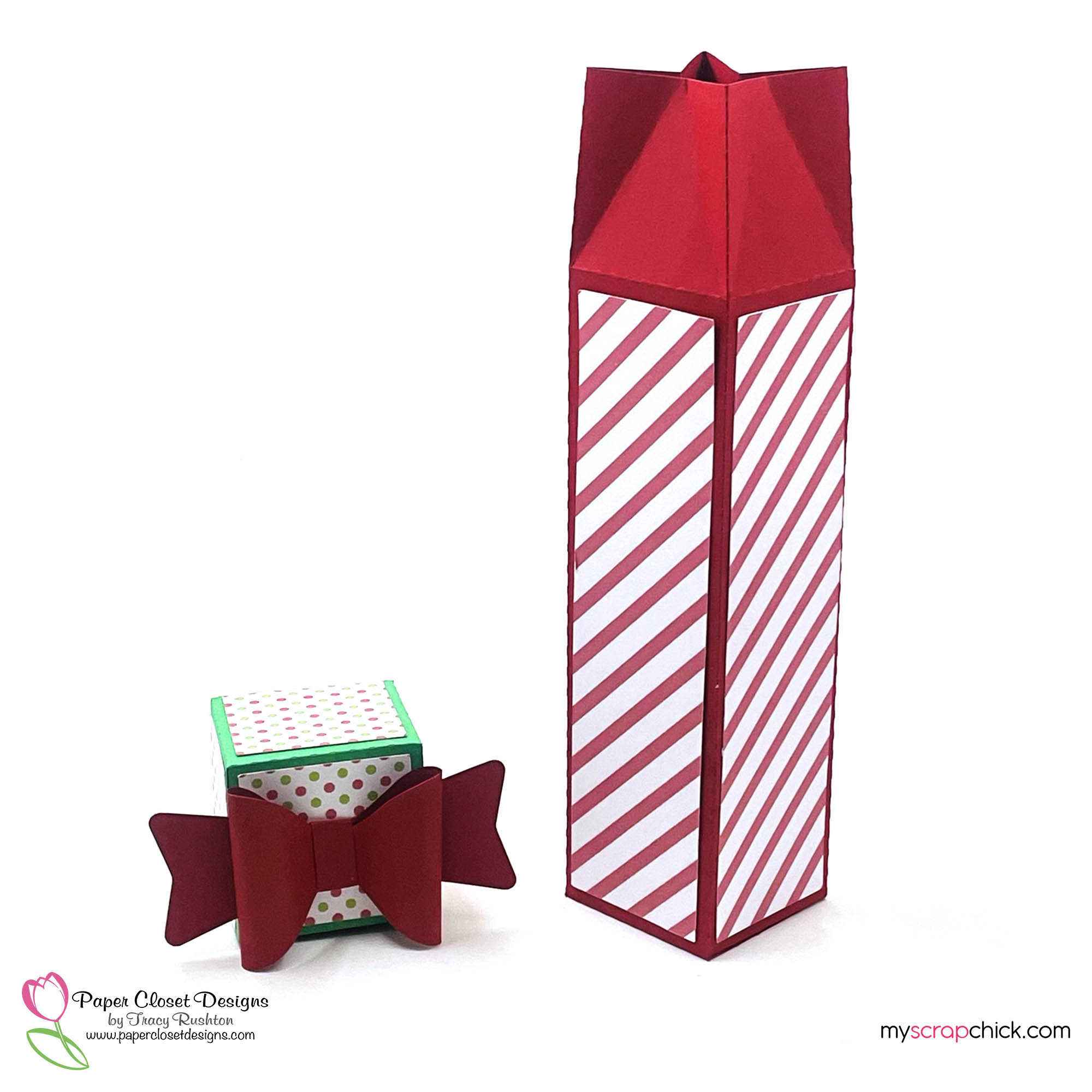Tall Christmas Box with 3D Bow Opened