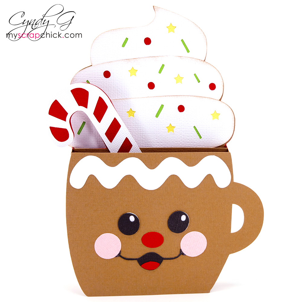 Cocoa Mug Gingerbread Box Card SVG