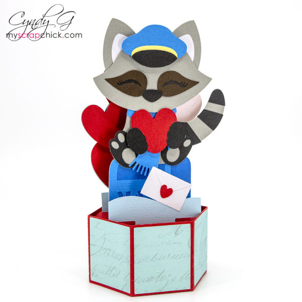 Valentine Raccoon Pop Up Card SVG