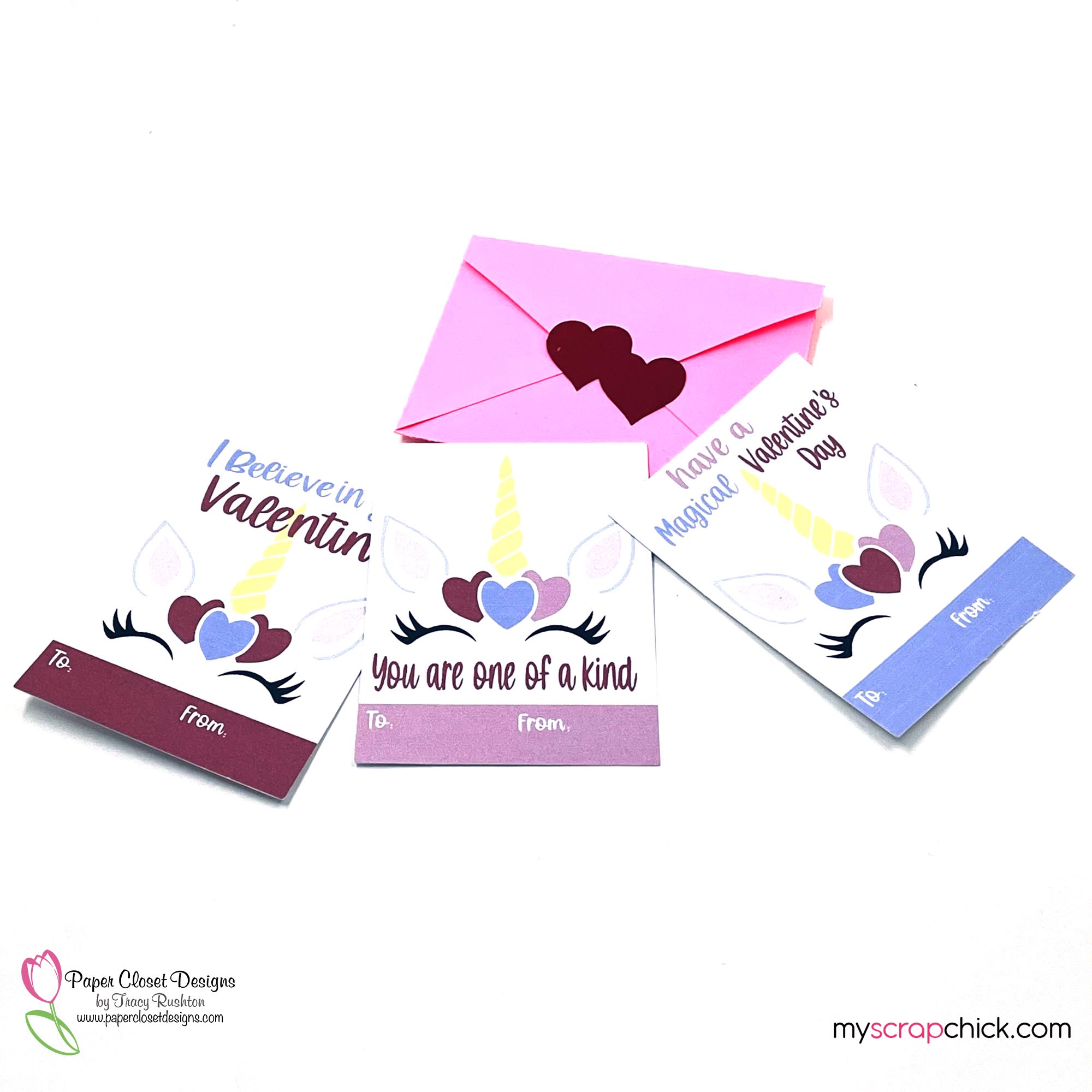 Valentine Unicorn Printable Cards and Envelope