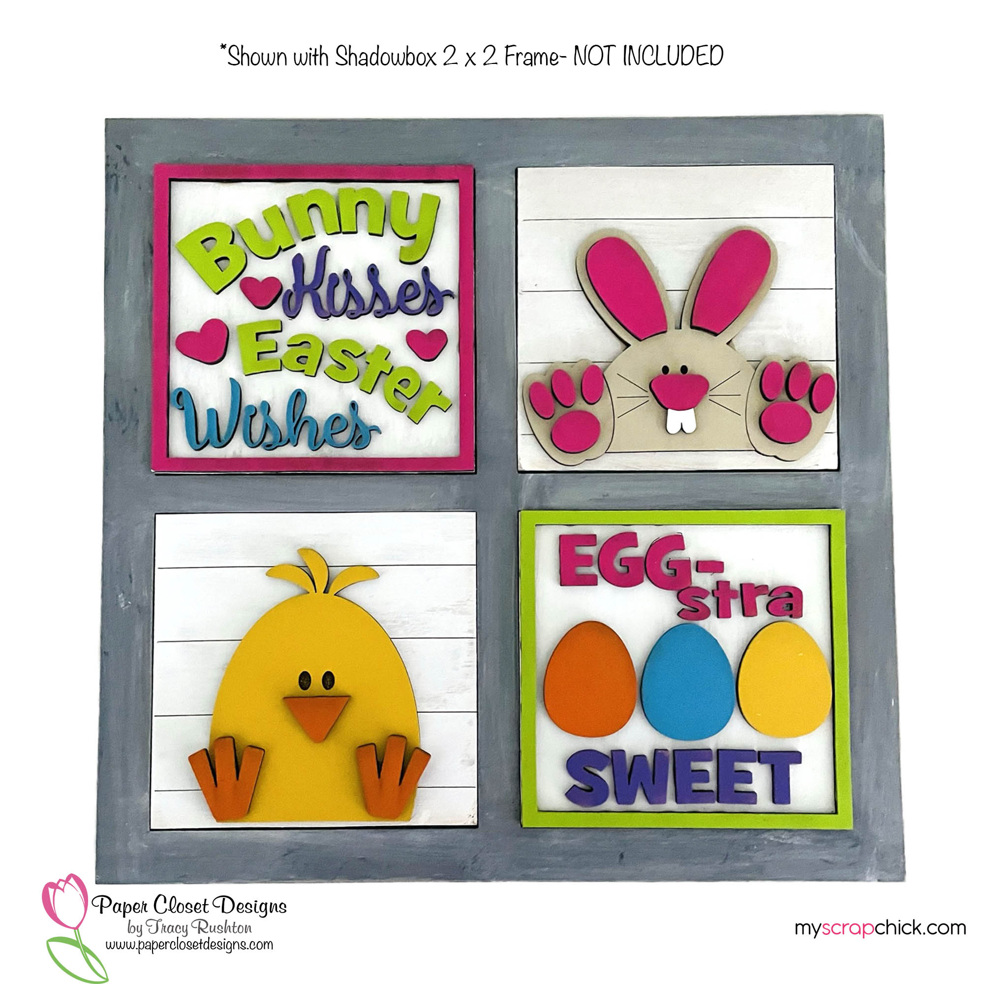 Easter Bunny Set shown with Shadowbox 2 x 2 Frame