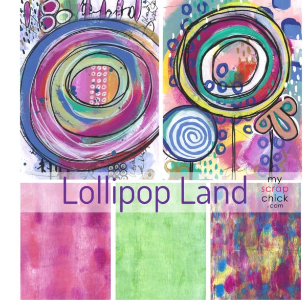 Lollipop Land fun colors in printable papers for paper crafting