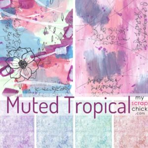 Muted Tropical colors in printable papers for paper crafting