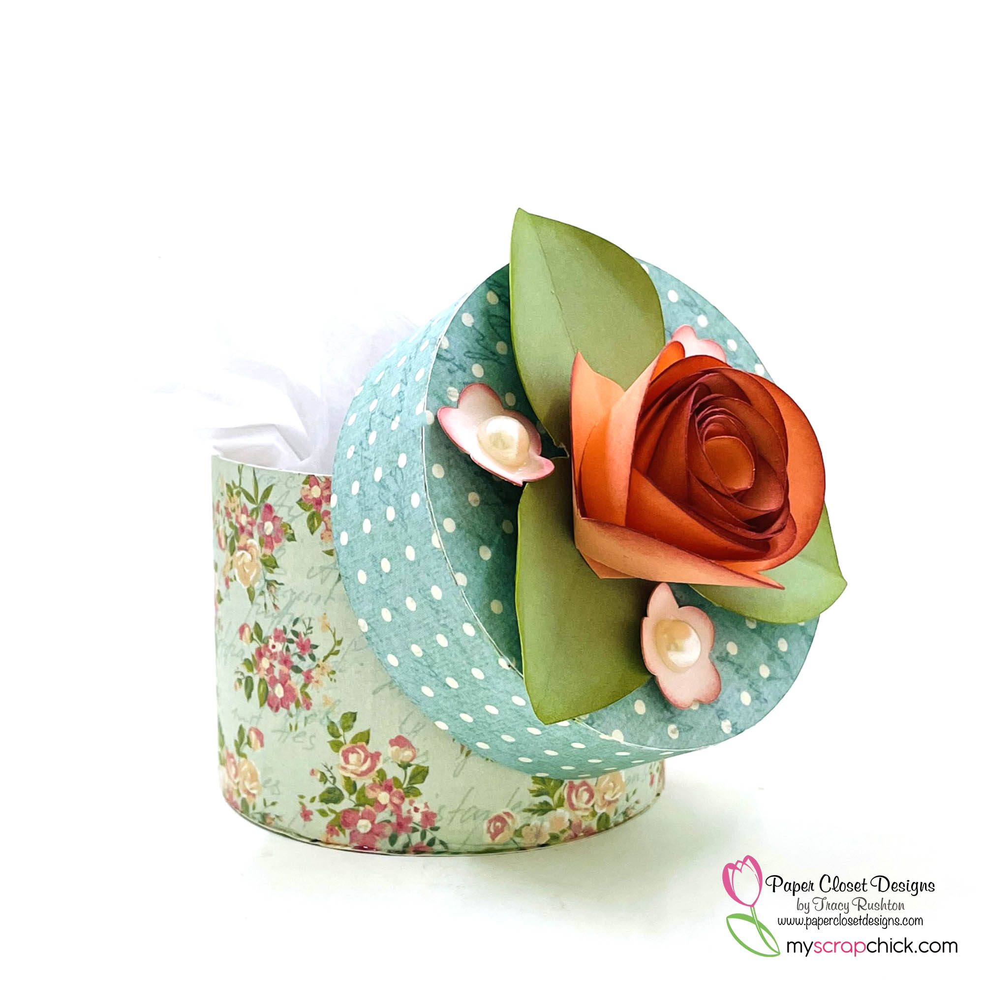 Round Box with Rolled Flower Filled