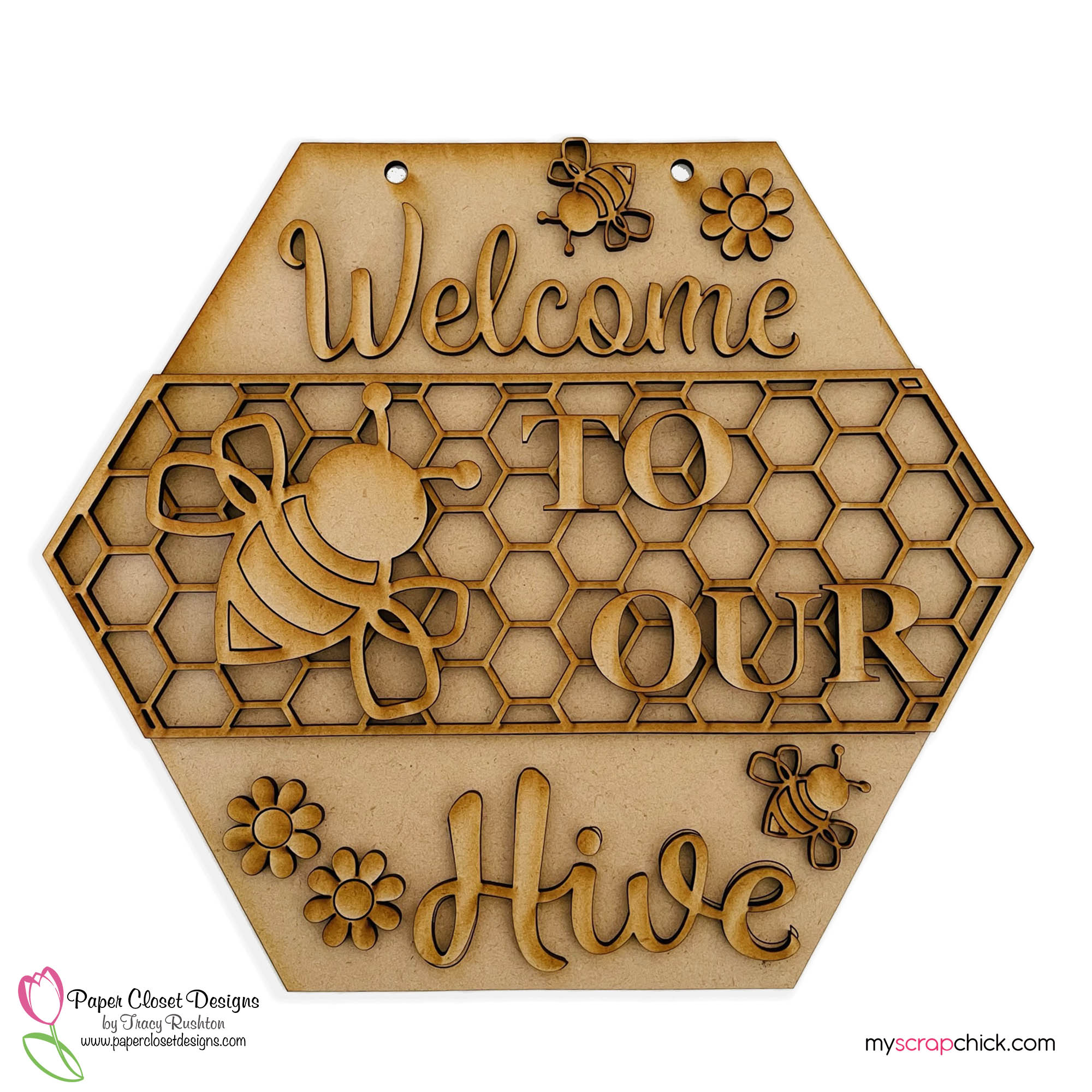 Welcome to Our Hive Hexagon Sign Unfinished copy