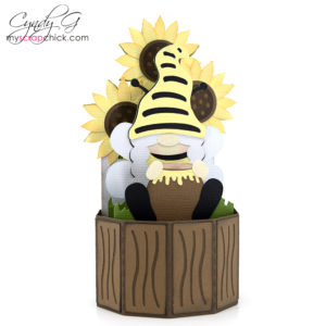 Gnome Bee Pop Up Card SVG - Girl