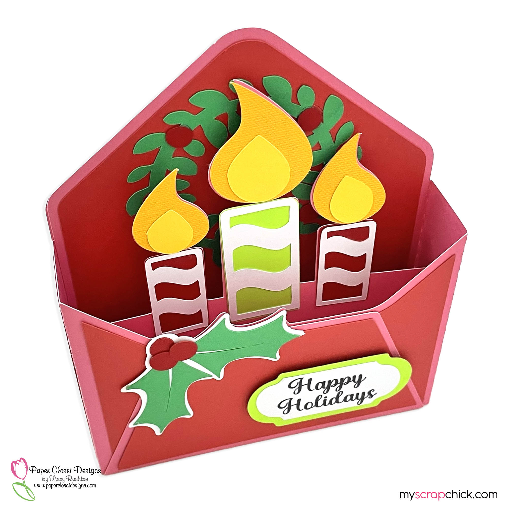 Christmas Candle Envelope Box Card Top