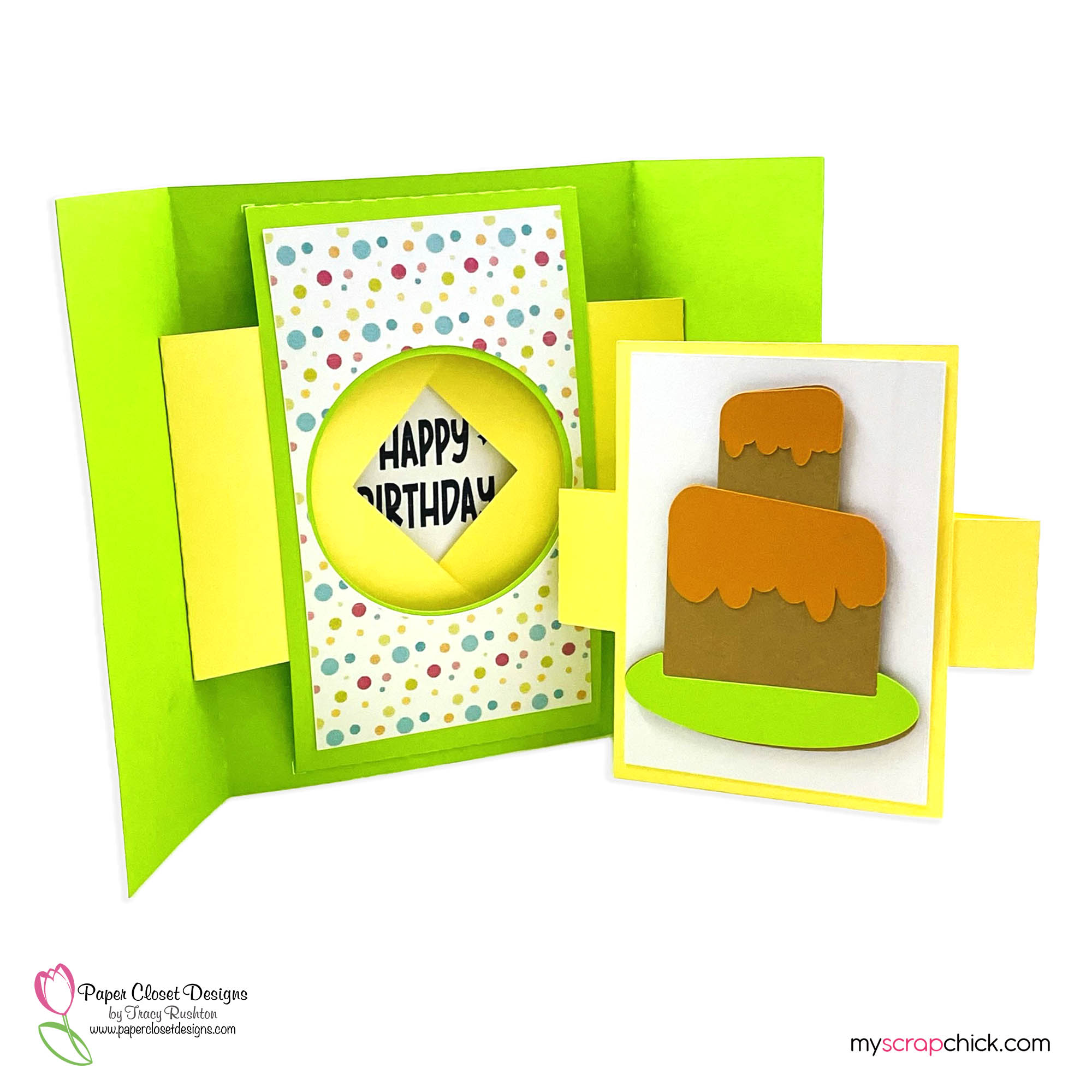 Birthday Cake Shutter Card Open