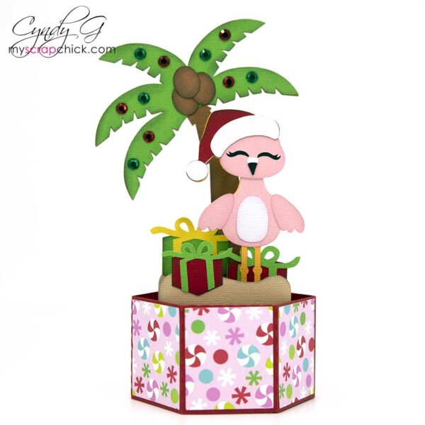 Christmas Flamingo Pop Up Card SVG