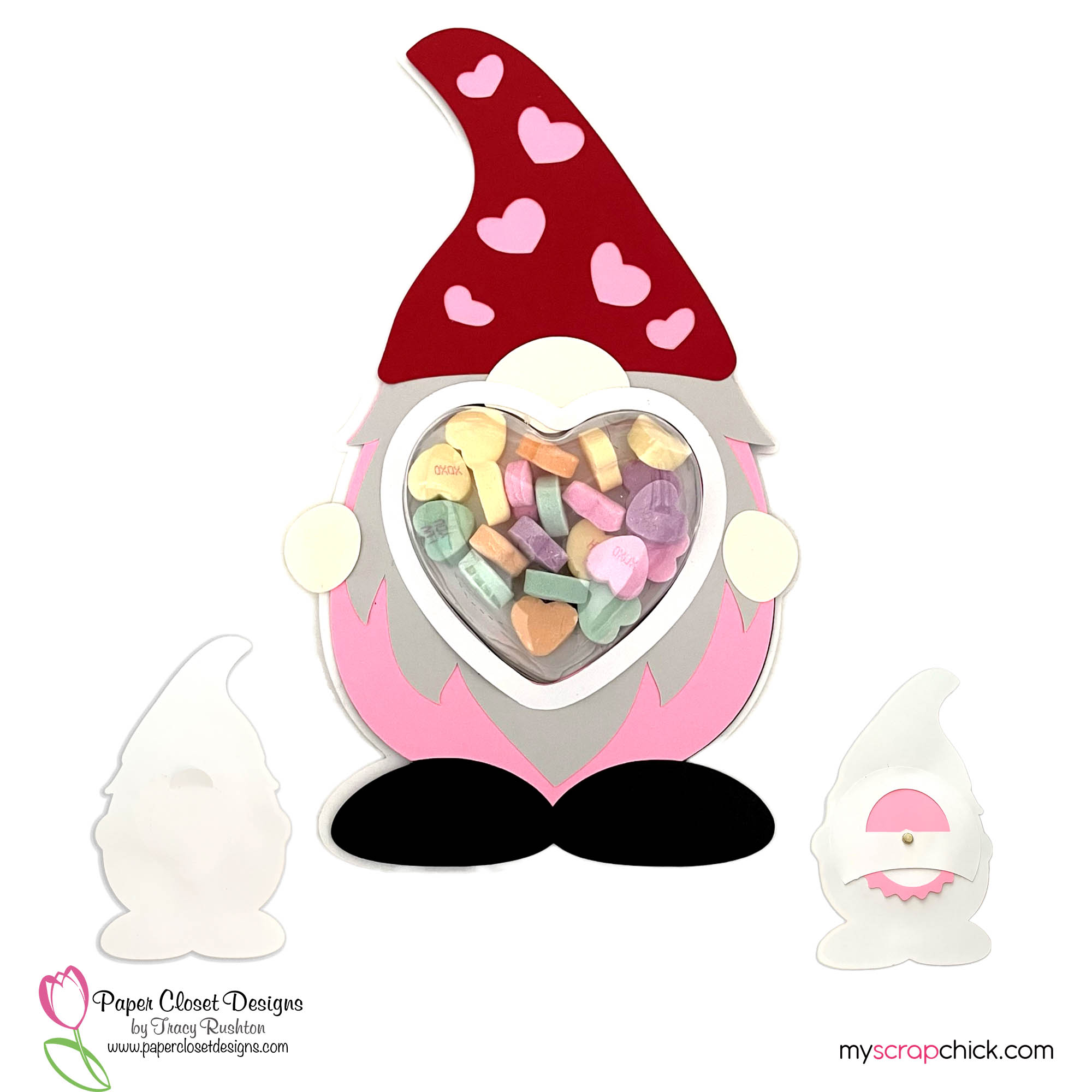 Valentine Gnome Heart Dome Card with backs
