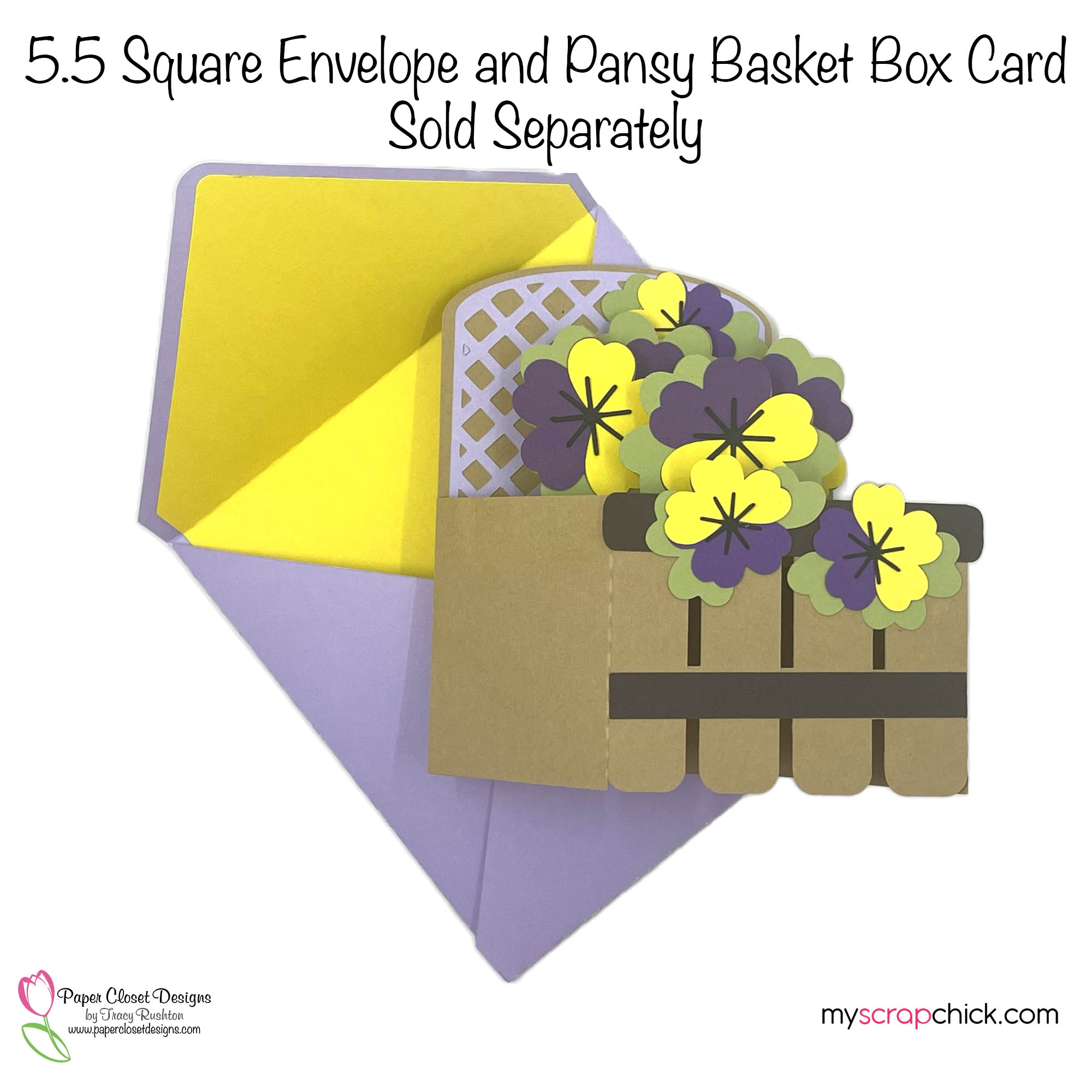 5.5 Square Envelope with Pansy Basket Box Card