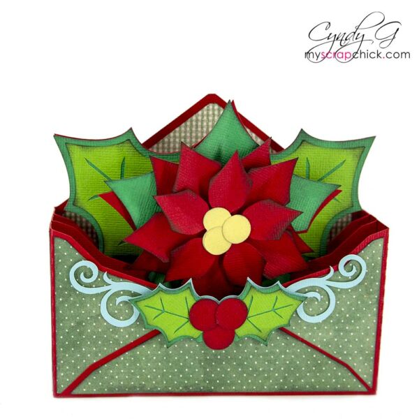 Poinsettia Envelope Box Card SVG