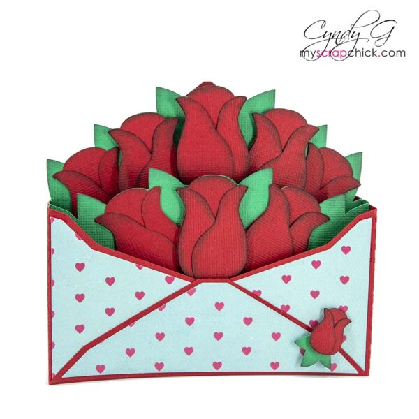 Rose Bouquet Box Card SVG